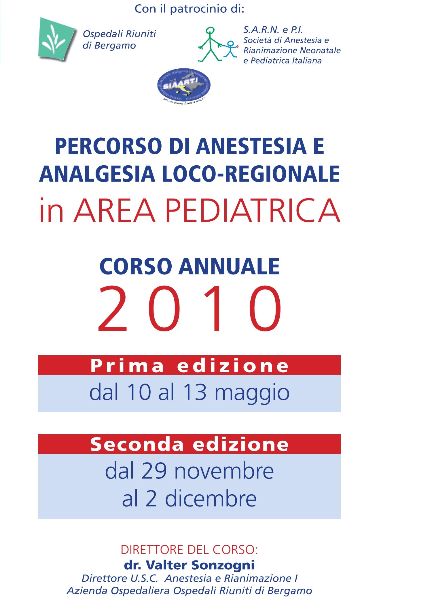 Percorso di anestesia e analgesia loco-regionale in AREA PEDIATRICA